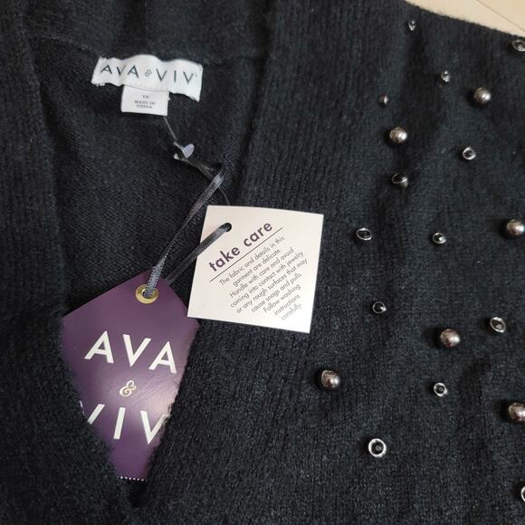 Ava & Viv Black Embellished Button-Down Sweater Cardigan - Picture 7 of 15